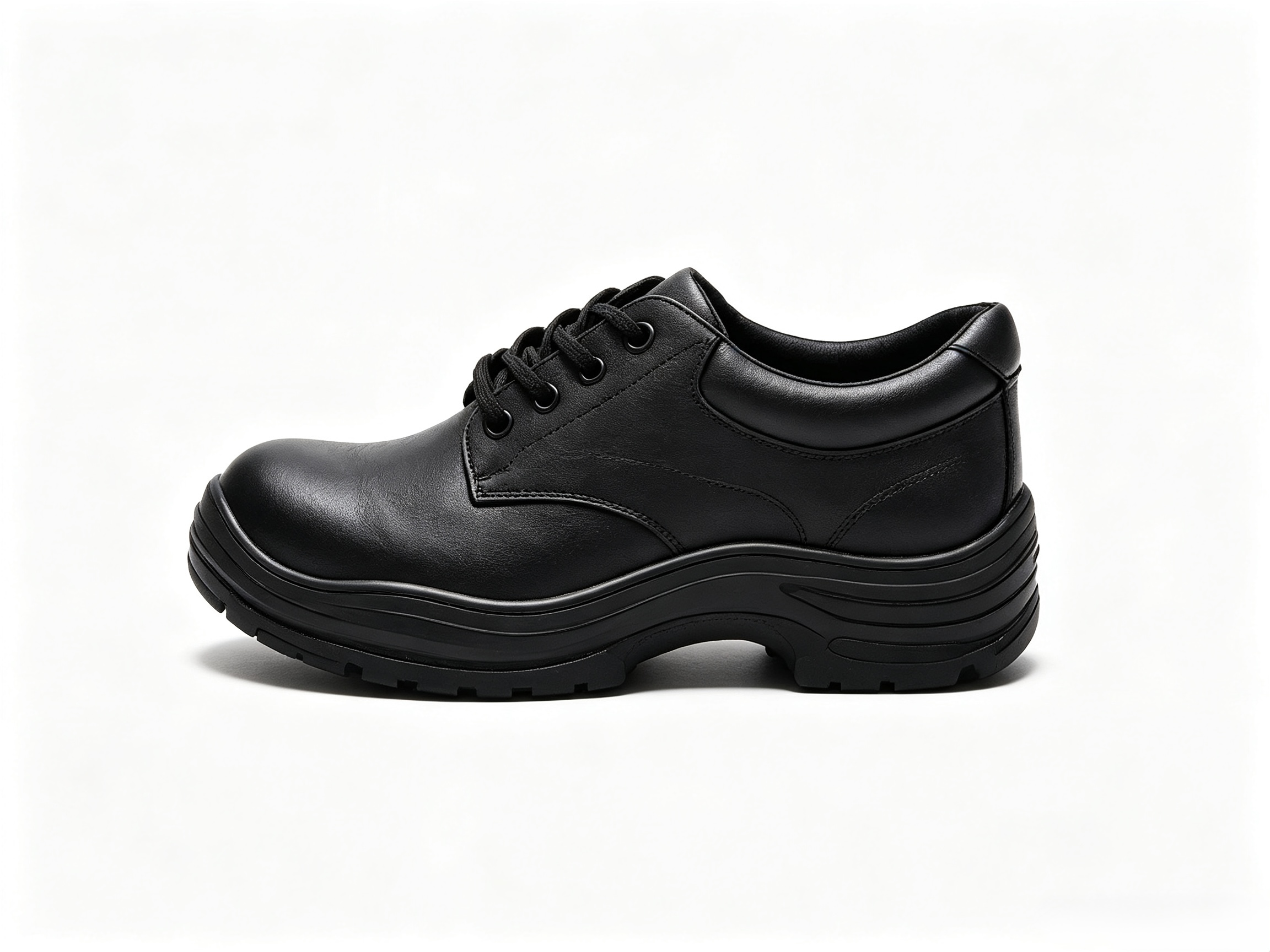 All Black Premium Leather Low-Cut Steel Toe Cap Safety Shoes