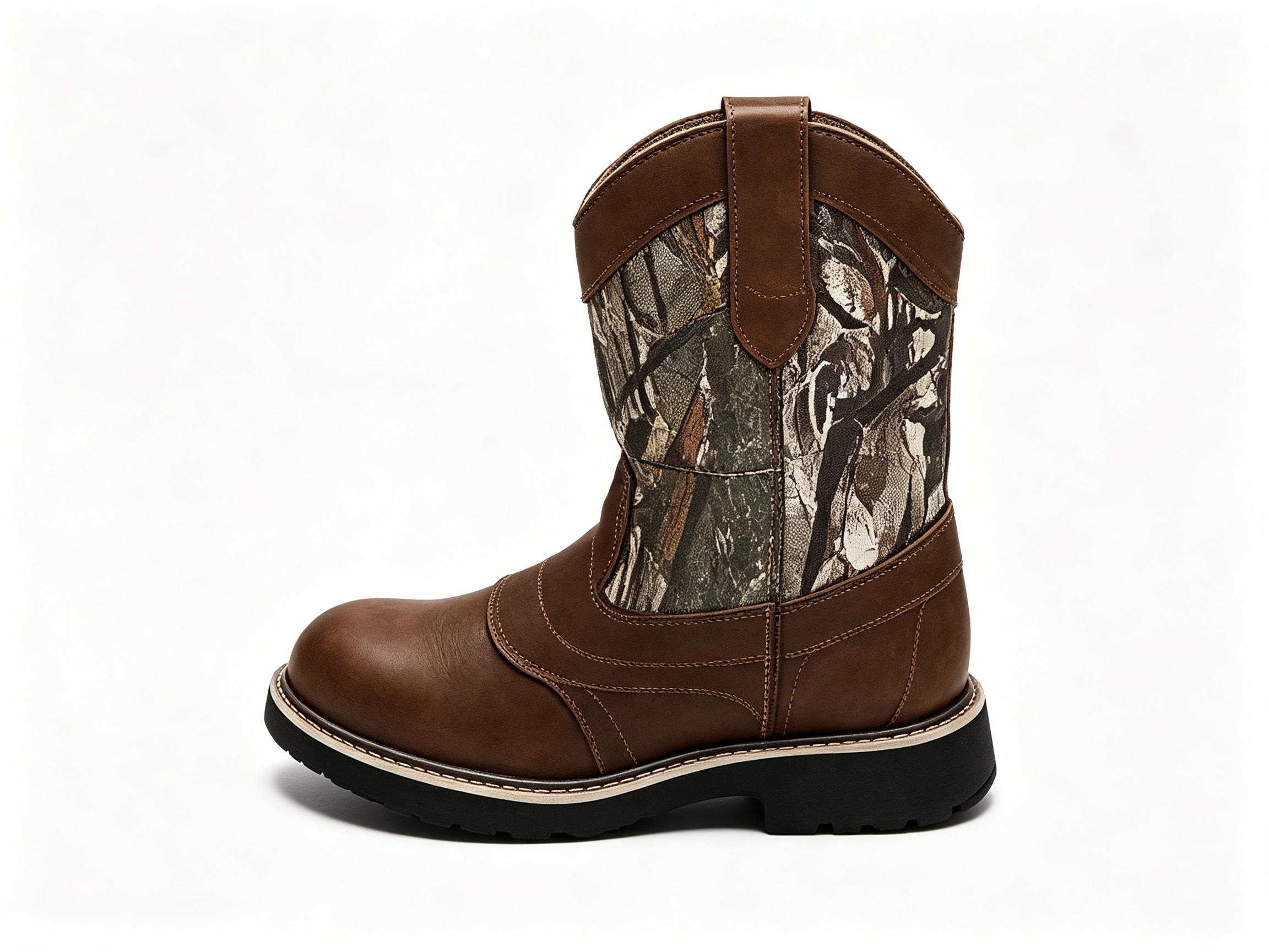 Cowboy Style Leather & Camo Boot